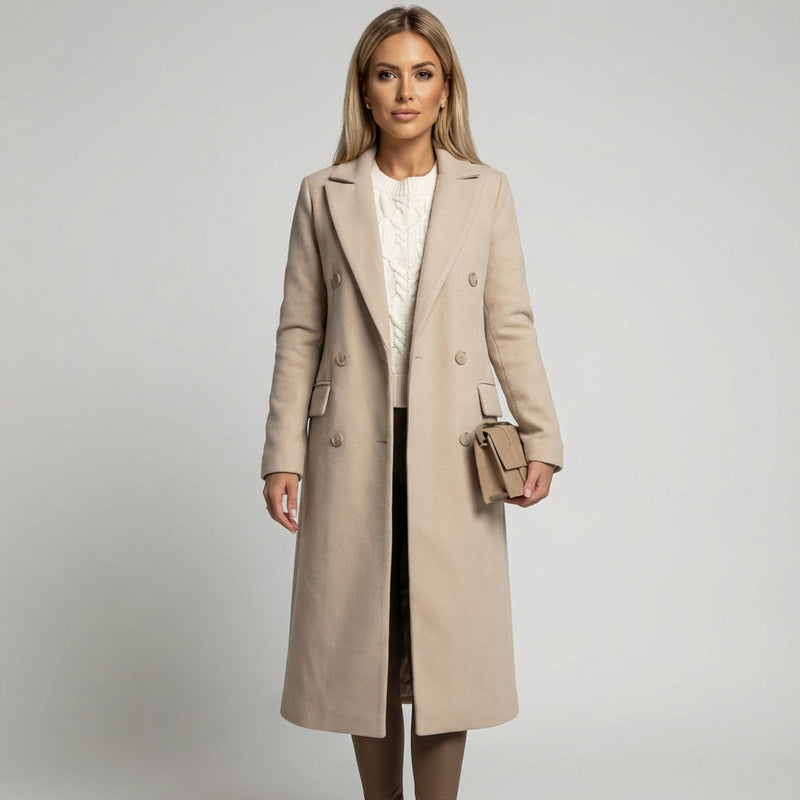 Vionna Women's Trench Coat | Double-Breasted, Elegant Design