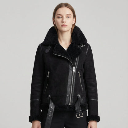 Taryn Women's Moto Jacket | Shearling-Lined, Chic Design