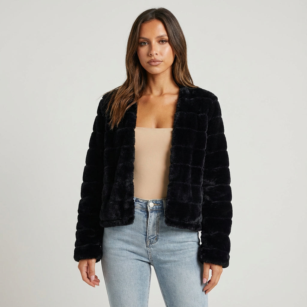 Veya Women's Evening Jacket | Chic Faux Fur, Cropped Design
