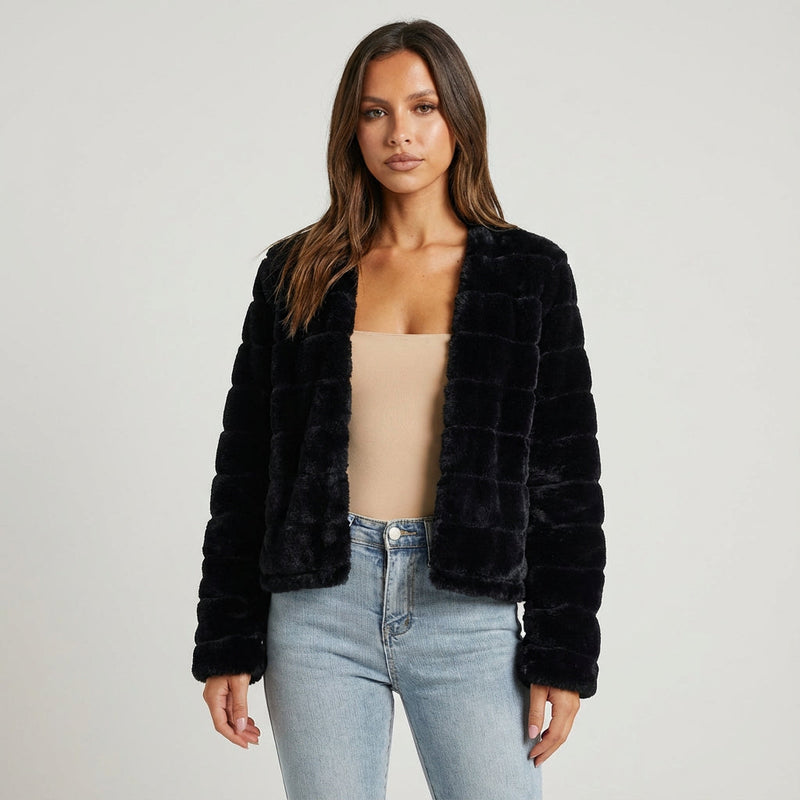 Veya Women's Evening Jacket | Chic Faux Fur, Cropped Design