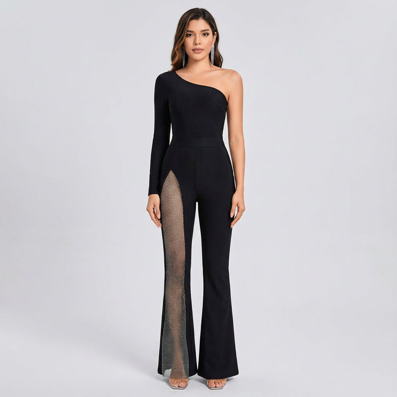 Juliette Women's One Shoulder Jumpsuit | Bandage, Diamond Detail