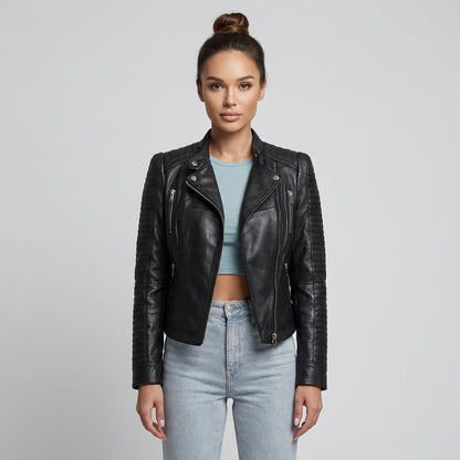 North Jade Women's Biker Jacket | Quilted Faux Leather, Casual Chic