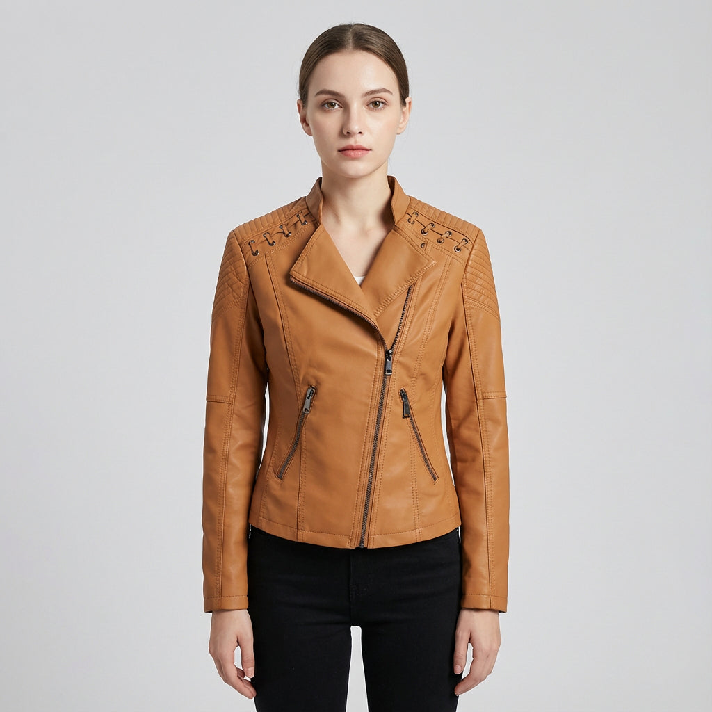 Veste zippée pour femmes Jade | Similicuir, style audacieux