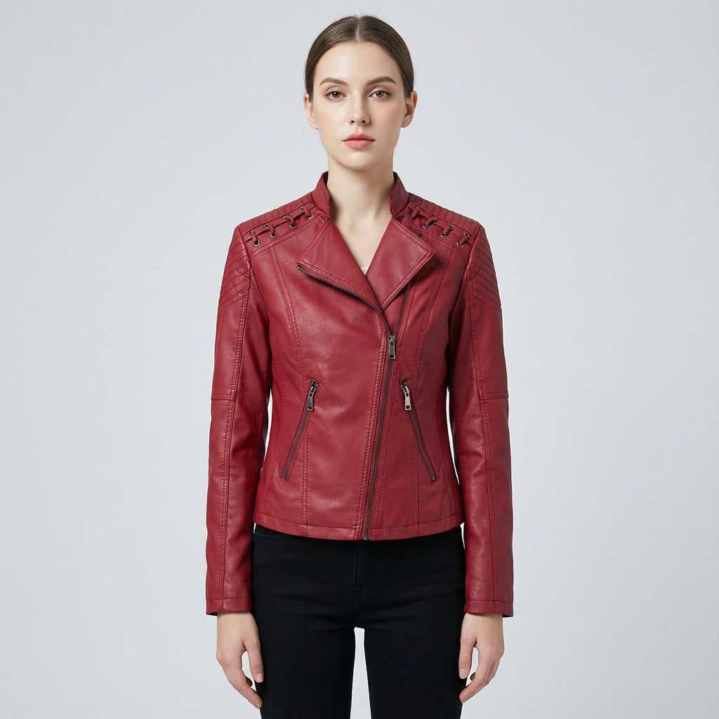 Veste zippée pour femmes Jade | Similicuir, style audacieux