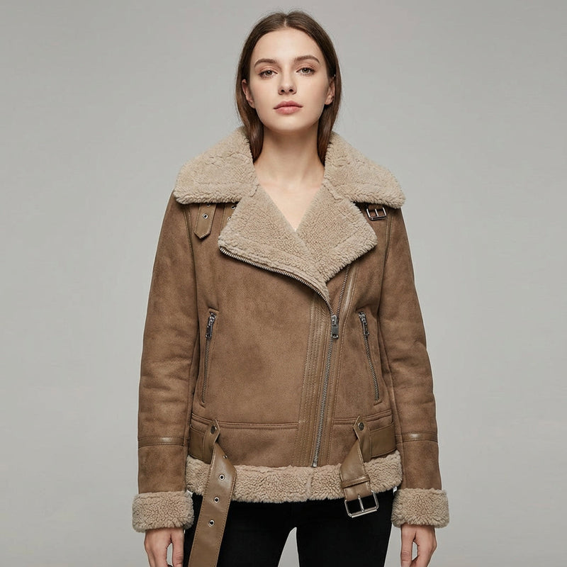 Taryn Women's Moto Jacket | Shearling-Lined, Chic Design