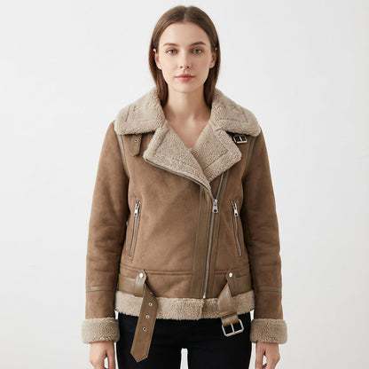 Taryn Women's Moto Jacket | Shearling-Lined, Chic Design
