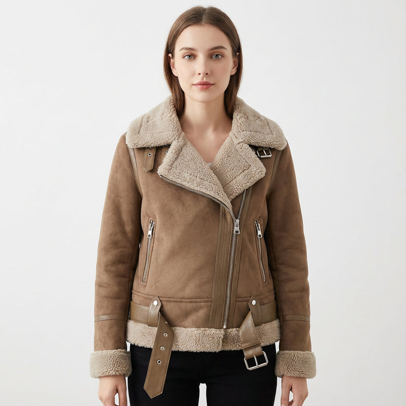 Taryn Women's Moto Jacket | Shearling-Lined, Chic Design