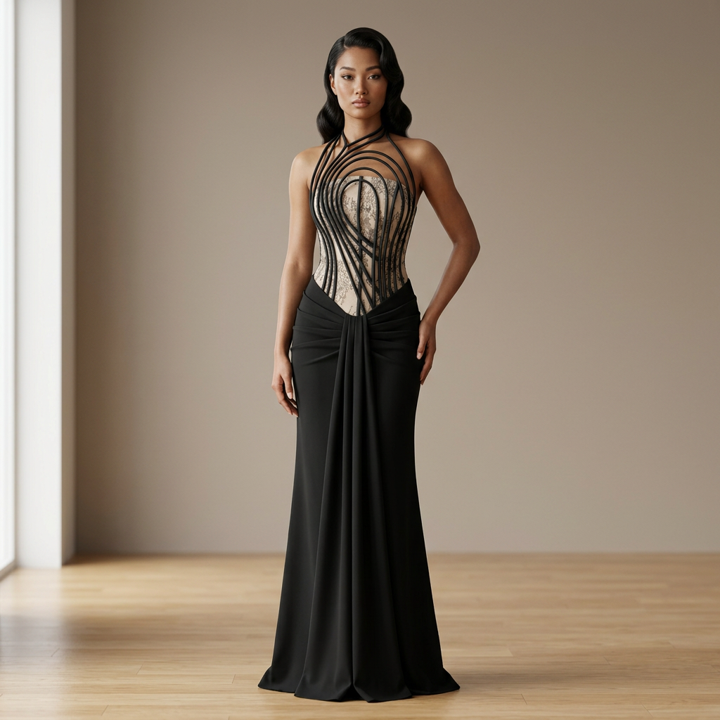 Aileen Women's Evening Dress | Custom Luxury Black Gown for Formal Events