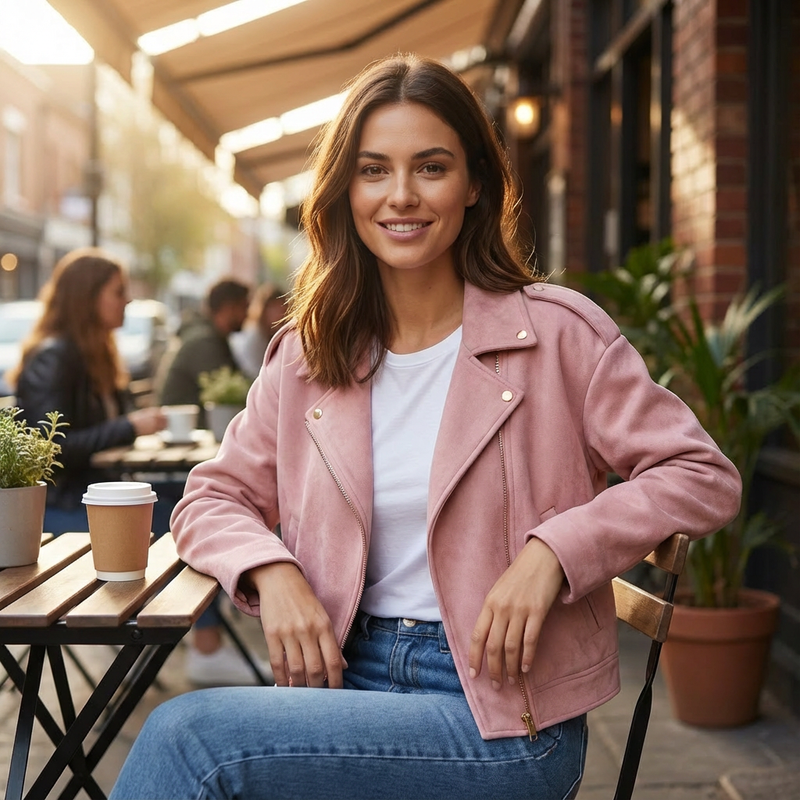 Elise Women’s Cropped Bomber Jacket | Zip-Front, Relaxed Silhouette