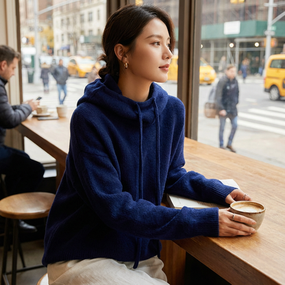 Pull à capuche confortable pour femmes Elara | Texture tricotée, capuche à cordon