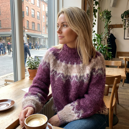 Sigrid Women’s Knit Sweater | Nordic Pattern, Crew Neck