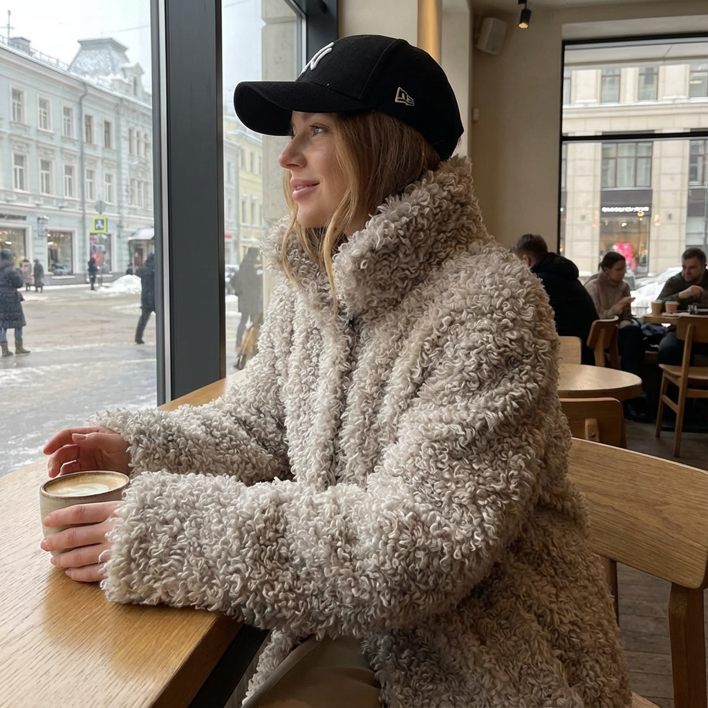 Gina Women's Coat | Faux Fur Shearling Maxi, Trendy Winter Style