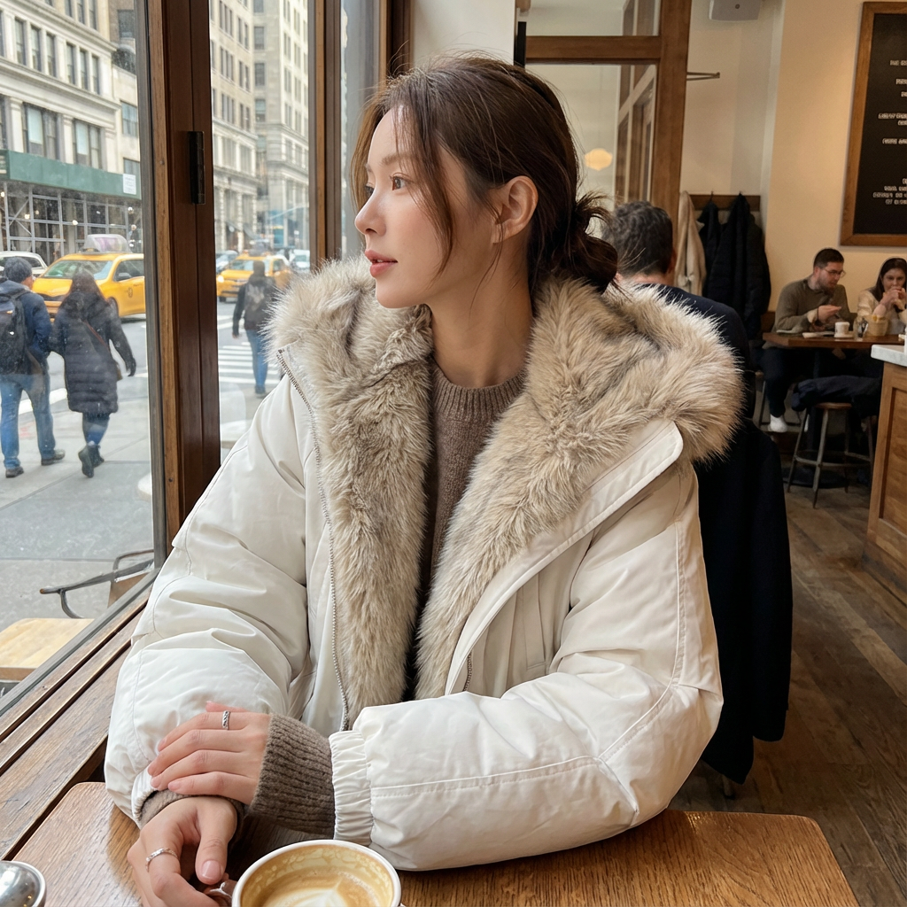 Cleo Women's Puffer Jacket | Faux Fur Collar, Casual Down Insulation