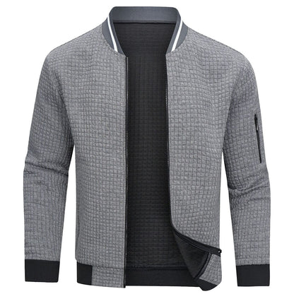 Gray Men's Quilted Jacket - fabric and finish detail