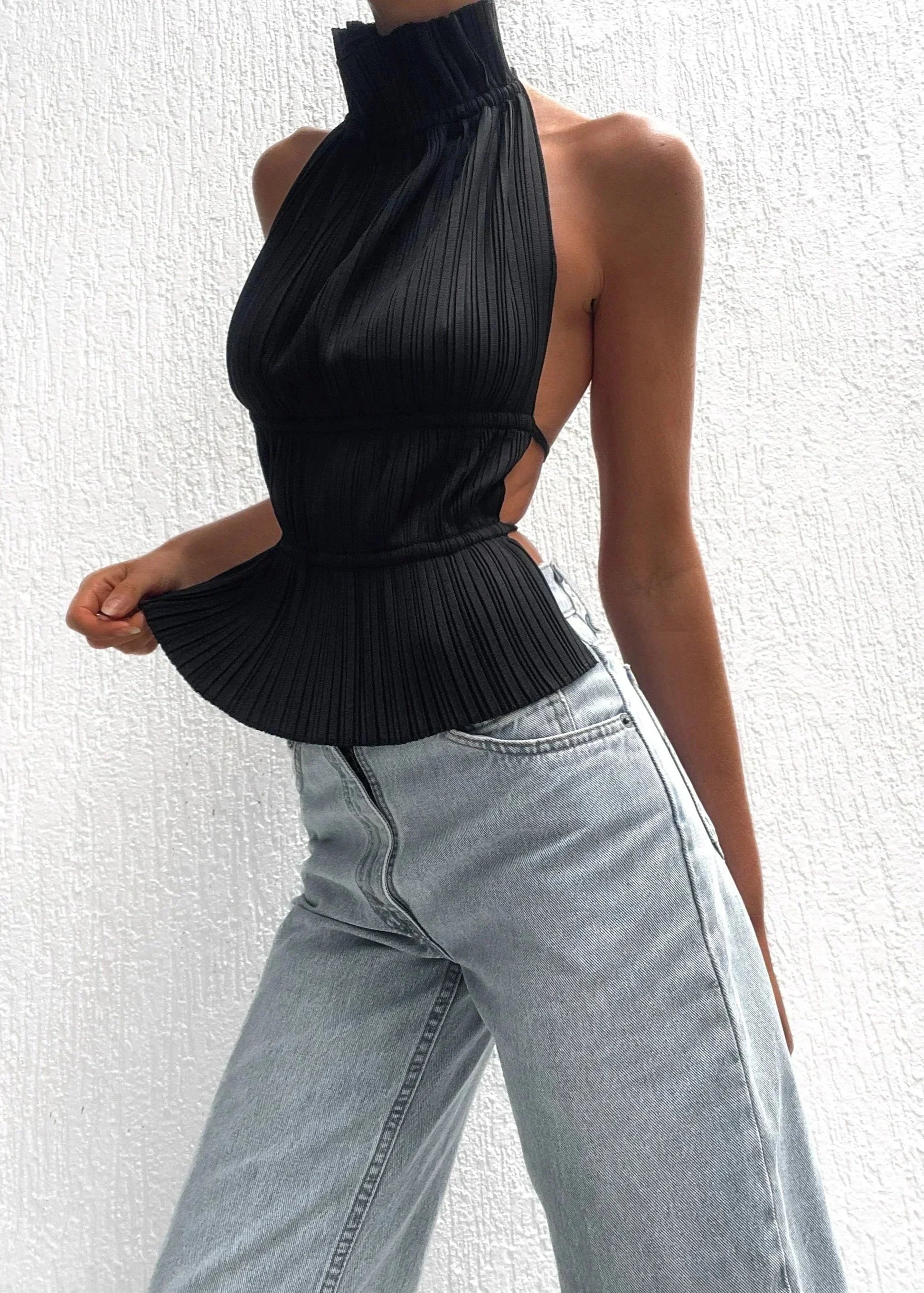Esme Women's Pleated Top - close-up detail