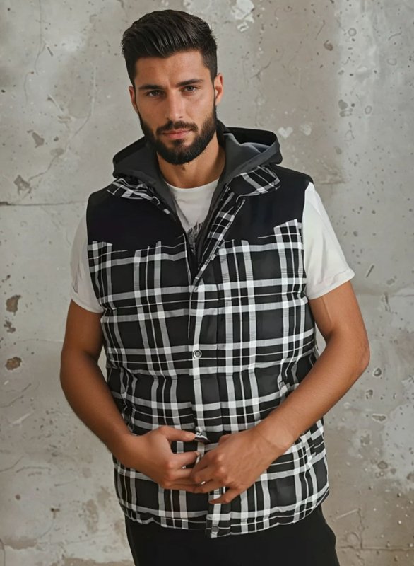 Jasper Men's Plaid Puffer Jacket - styled view