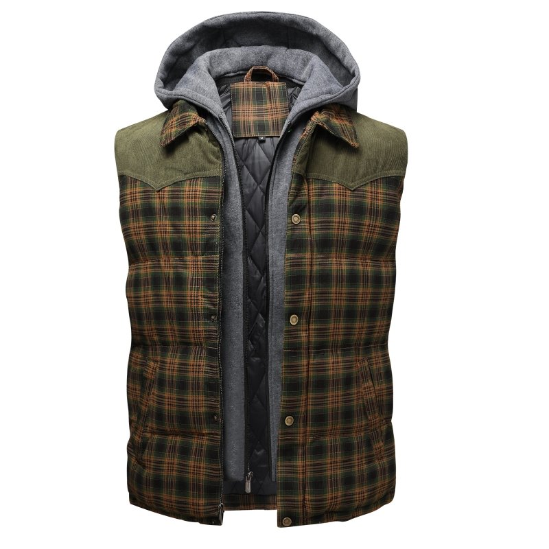 Jasper Men's Plaid Puffer Jacket - fabric and finish detail