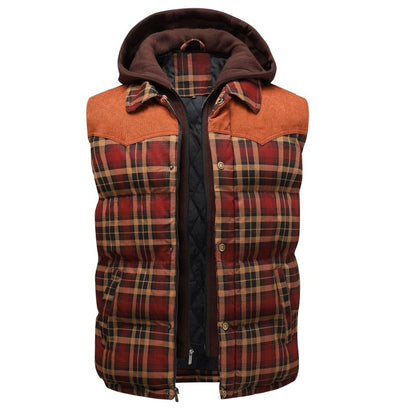 Rhys Men's Plaid Puffer Jacket - fabric and finish detail