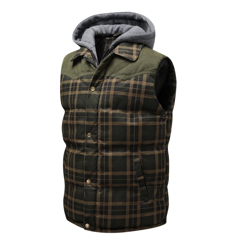 Jasper Men's Plaid Puffer Jacket - full-length view