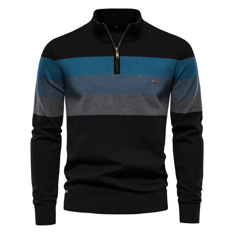 Theo Men's Striped Sweater | Zip
