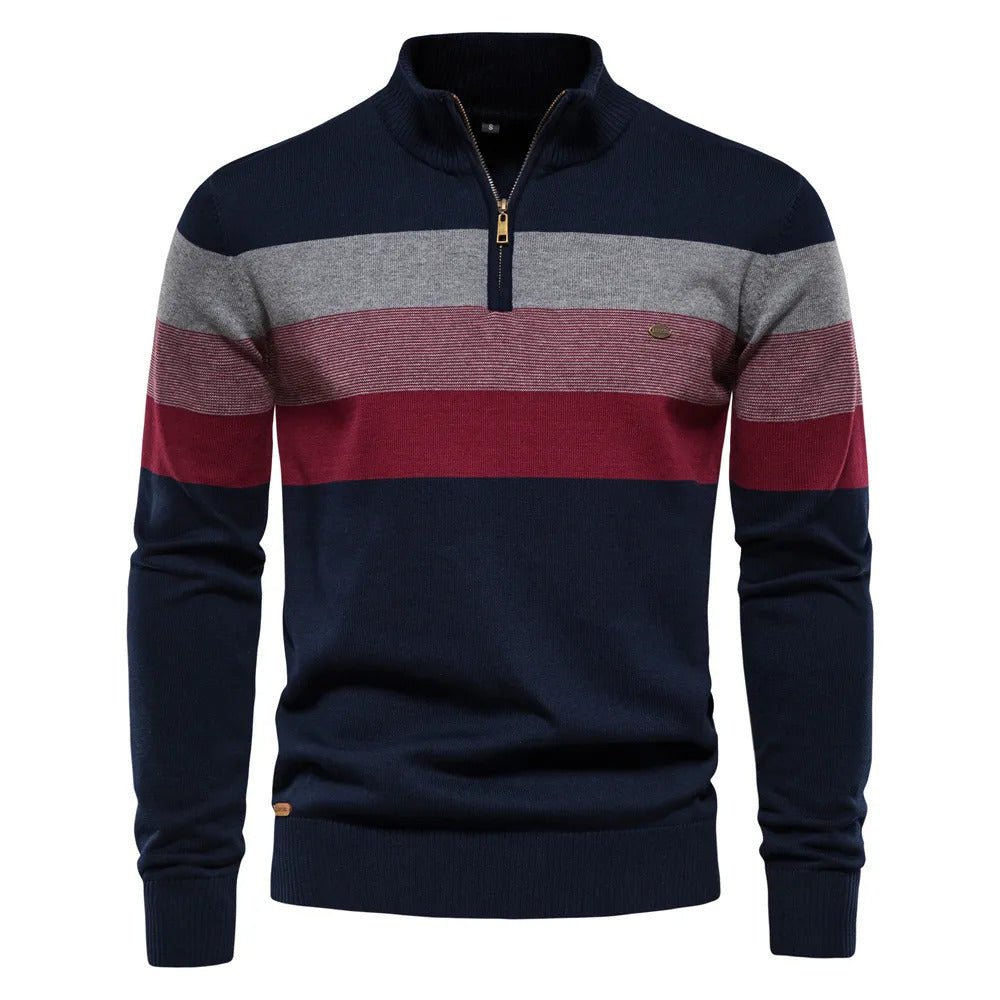 Theo Men's Striped Sweater - fabric and finish detail
