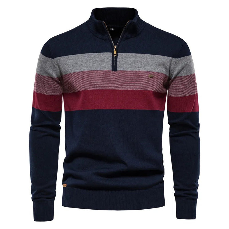 Theo Men's Striped Sweater - fabric and finish detail