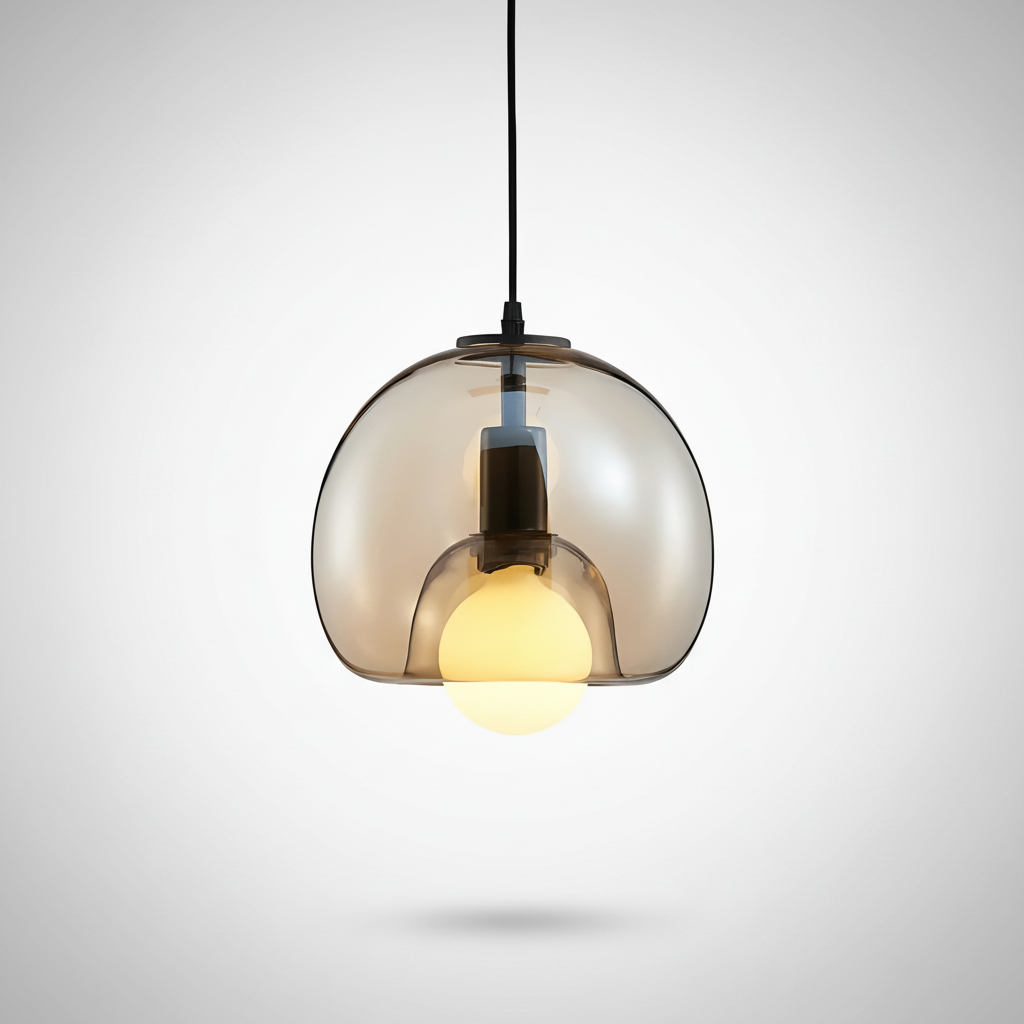 ClydeGlass amber handblown glass pendant light fixture