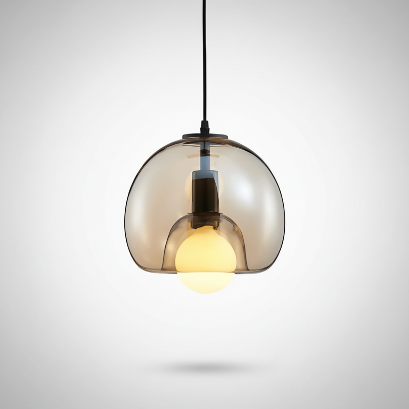 ClydeGlass amber handblown glass pendant light fixture