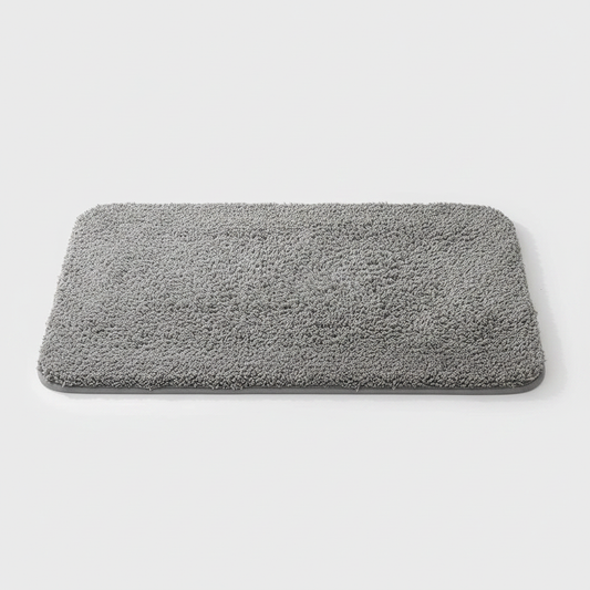 Ultra-Soft Plush Bath Rug in Grey on clean premium background