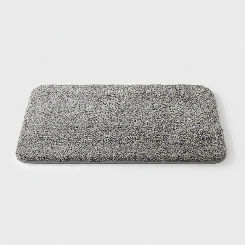 Ultra-Soft Plush Bath Rug in Grey on clean premium background