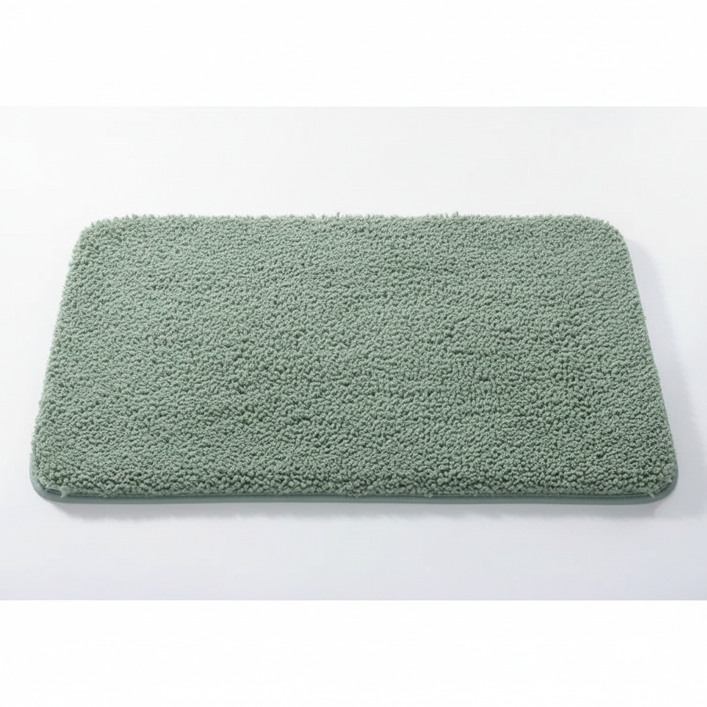 Ultra-Soft Plush Bath Rug in Green on clean premium background