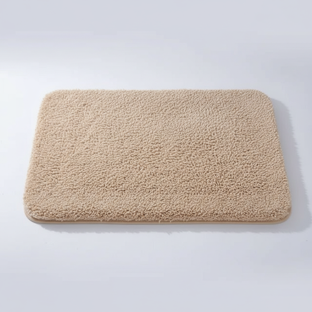Ultra-Soft Plush Bath Rug in Beige on clean premium background