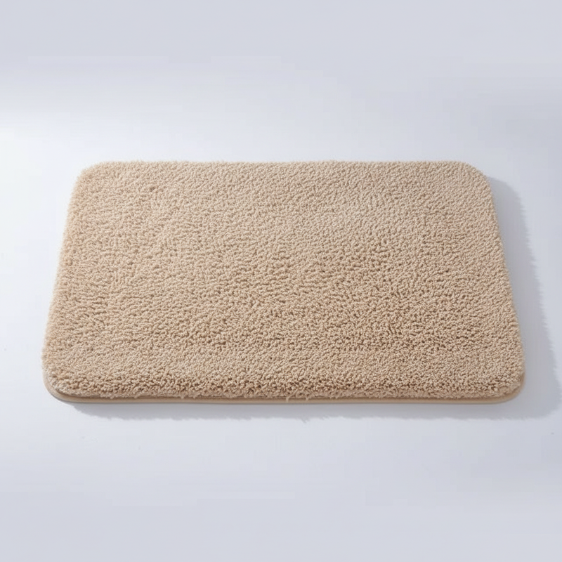 Ultra-Soft Plush Bath Rug in Beige on clean premium background