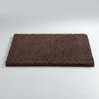 Plush Chenille Bath Mat - Dark Brown
