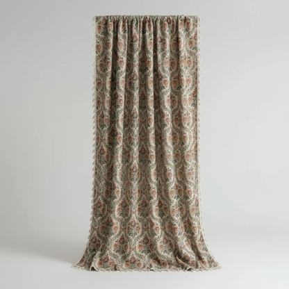 Fleur Beige French vintage floral tapestry curtain panel