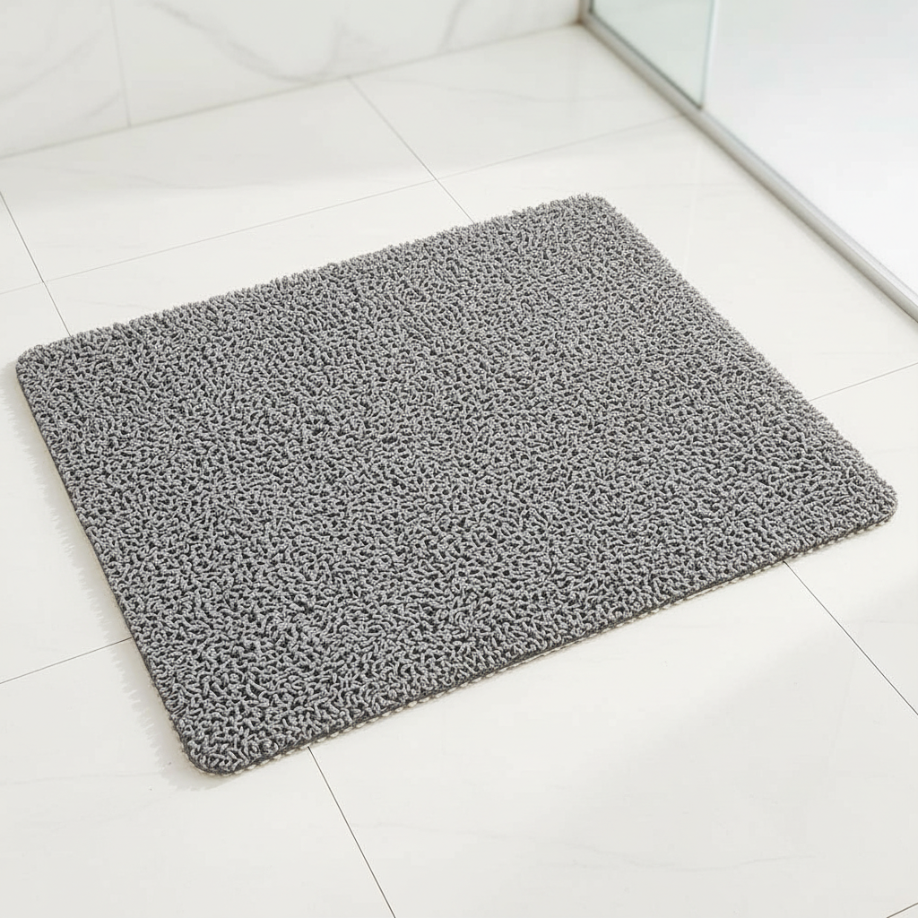 Microban non-slip shower mat in grey, premium product photo