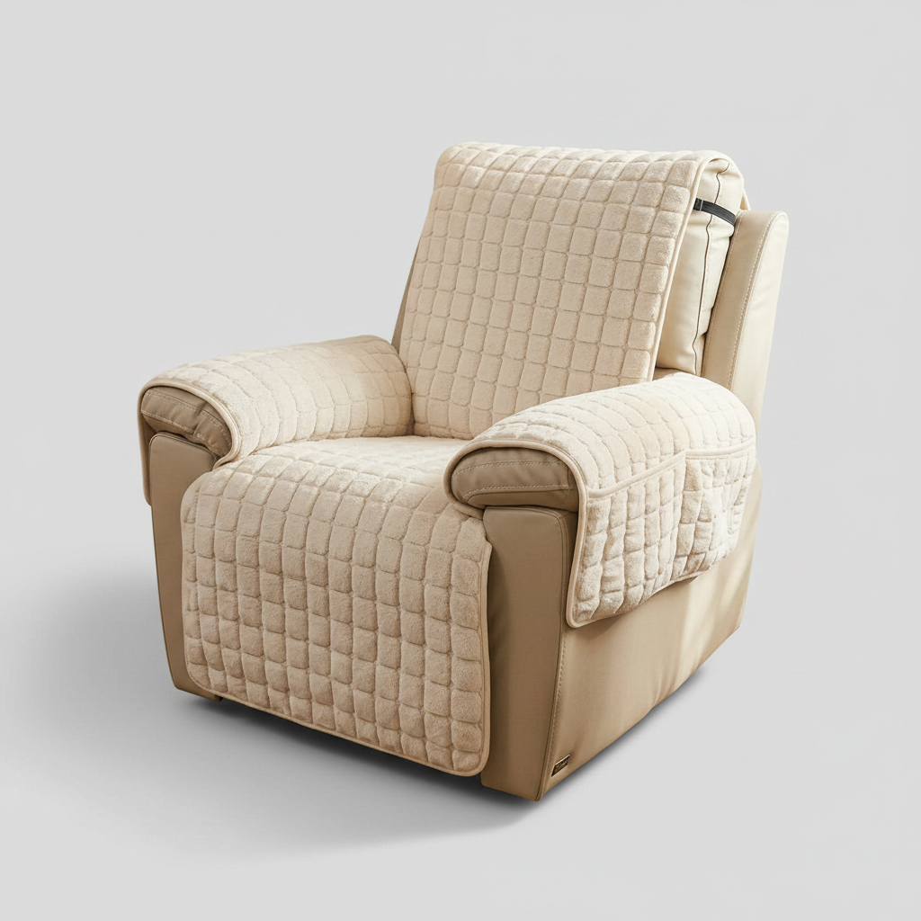 Quilted Recliner Chair Cover - Sand