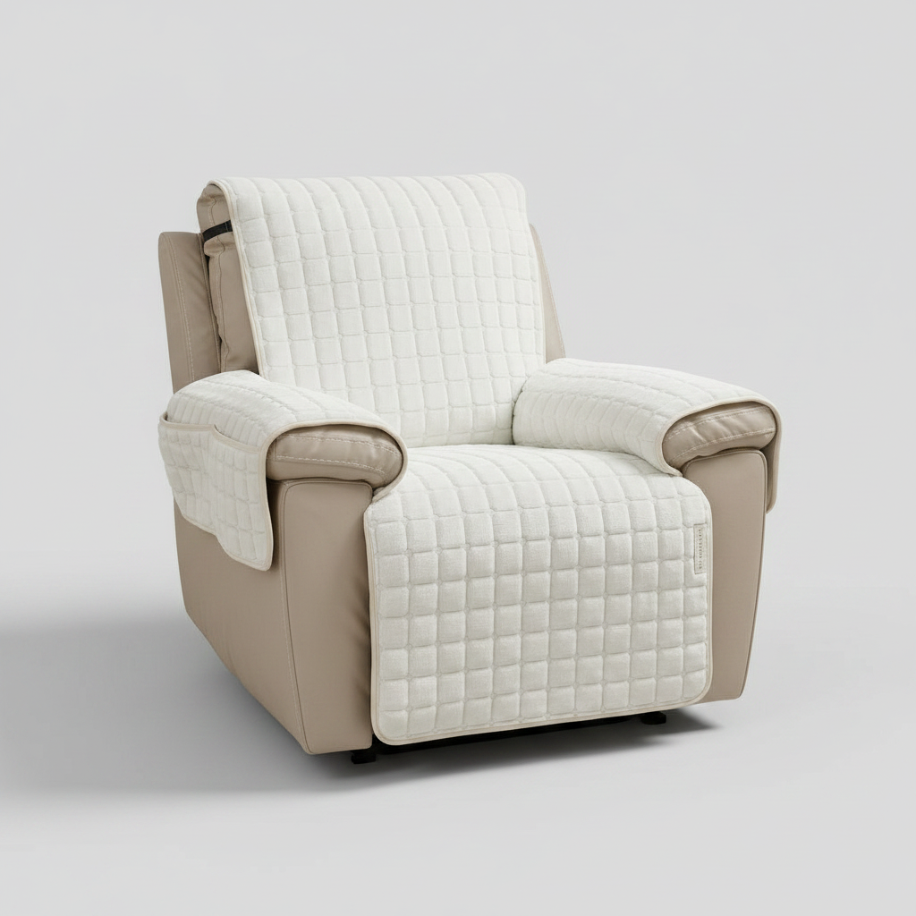 Quilted Recliner Chair Cover - Ivory