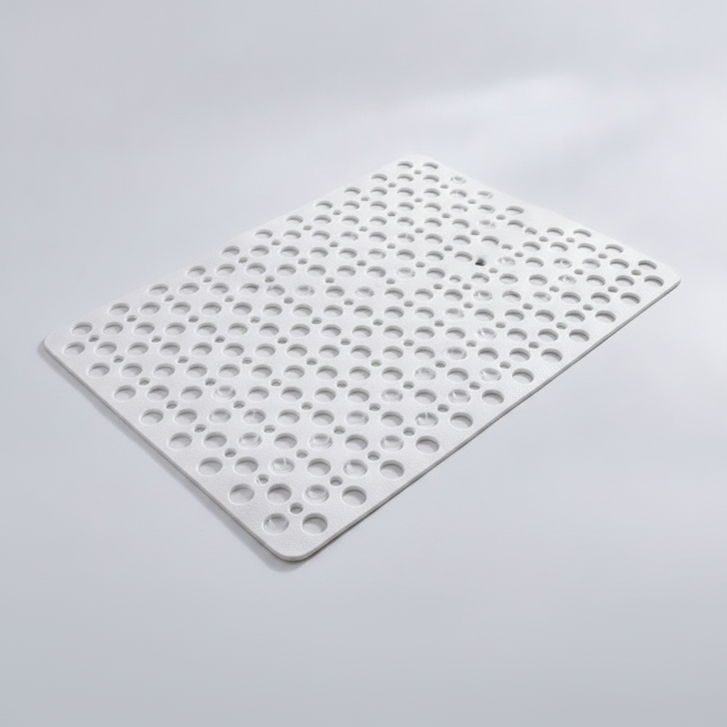 Non-slip antibacterial shower mat, White