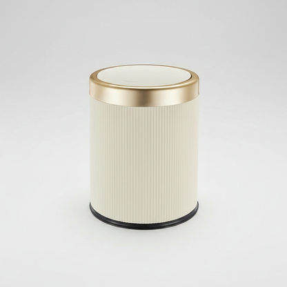 Luxury cream press-top trash can with gold lid – Nerora