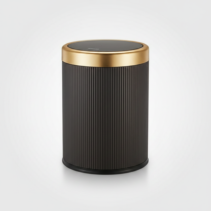 Luxury black press-top trash can with gold lid – Nerora