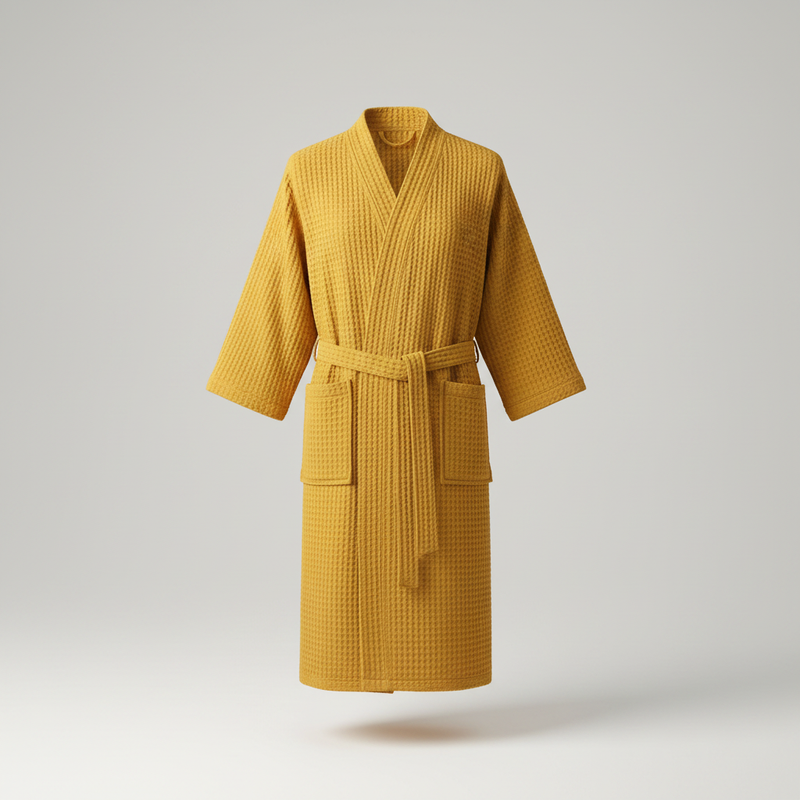 Waffle V-Neck Cotton Bathrobe | Adjustable Fit, Lightweight Comfort