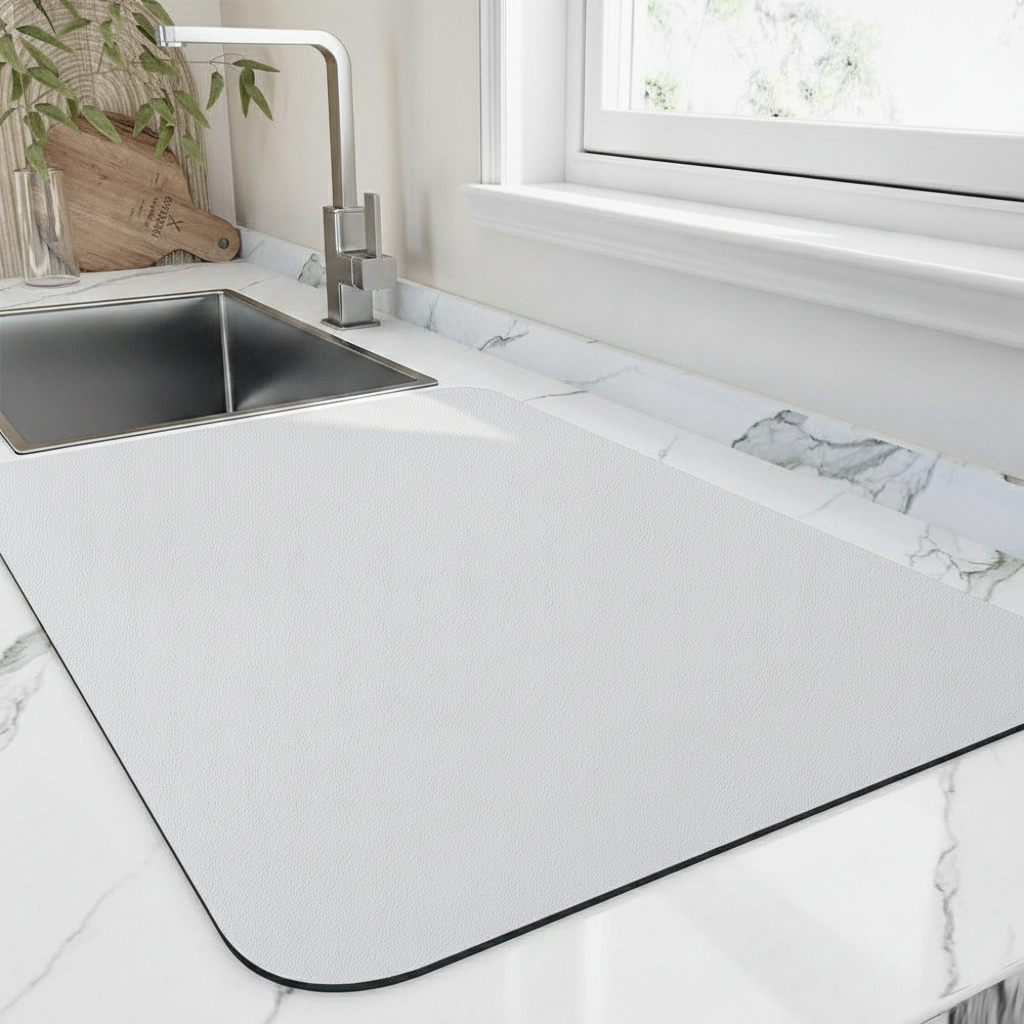 White Diatomite Quick-Dry Dish Mat