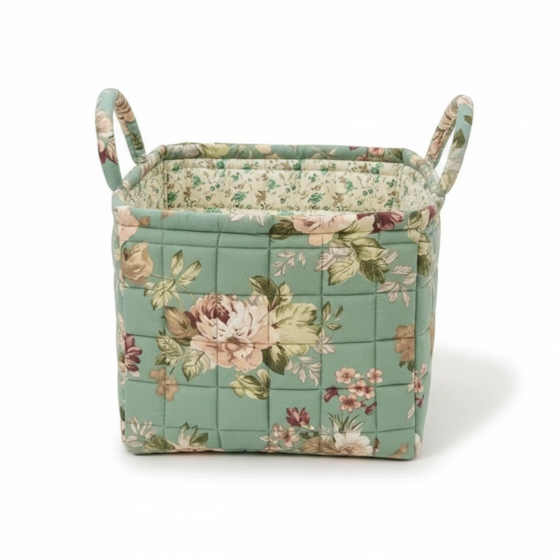 Delicate Floral Canvas Storage Basket | Sturdy, Machine Washable