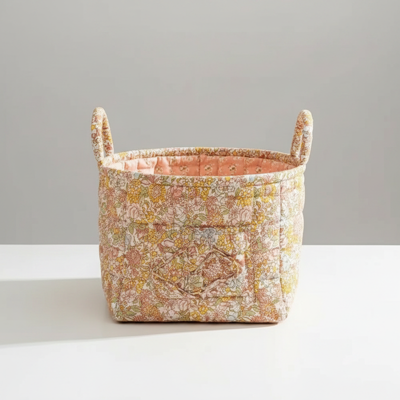 Floral Canvas Storage Basket - Petal (yellow ditsy floral)