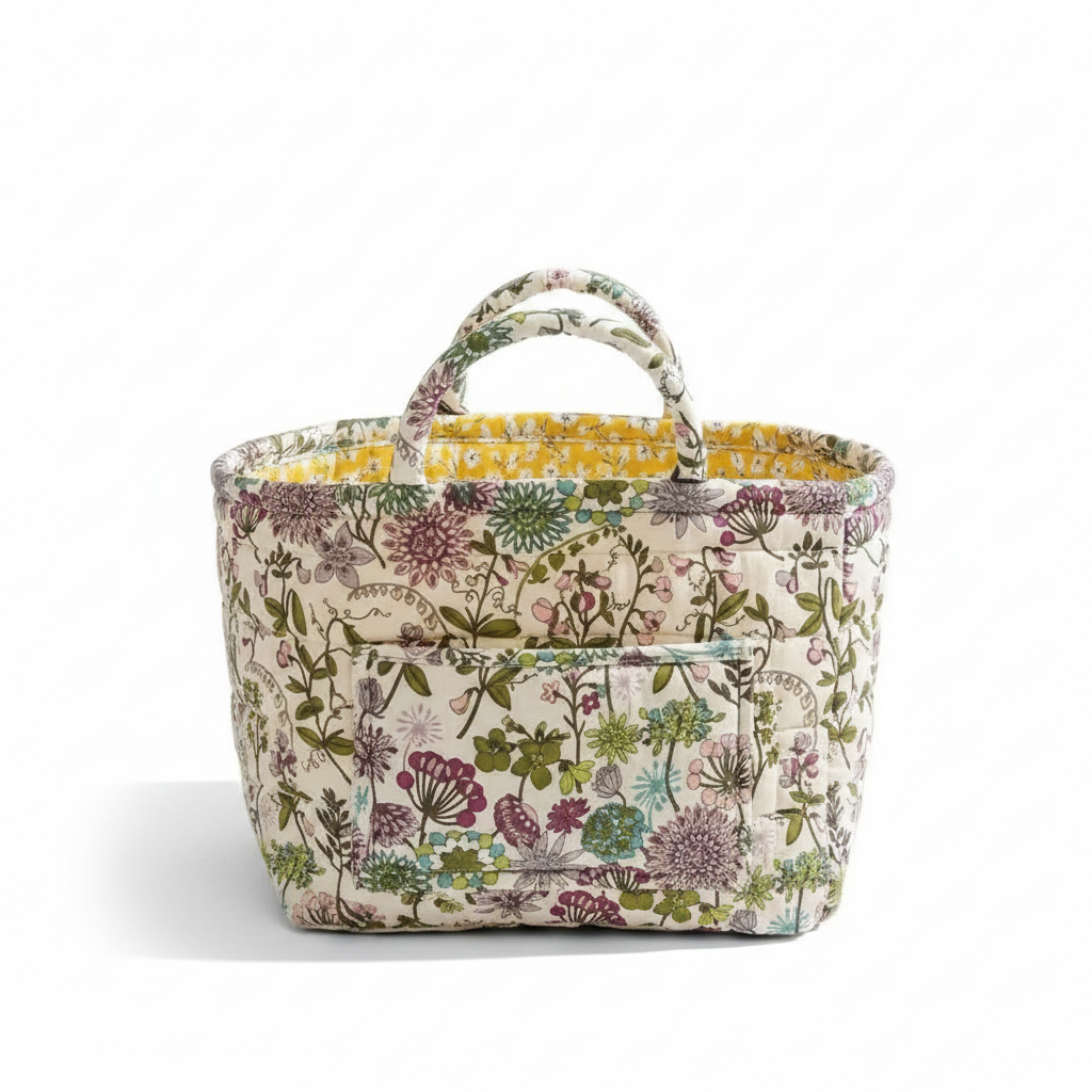 Floral Canvas Storage Basket - Blossom (cream wildflower botanical)