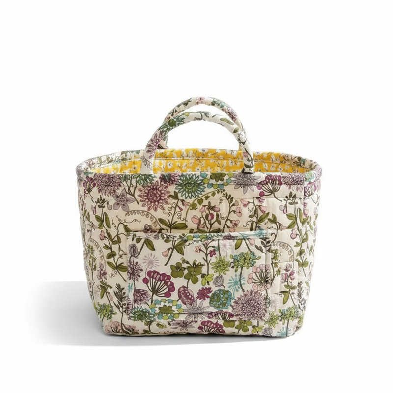 Floral Canvas Storage Basket - Blossom (cream wildflower botanical)