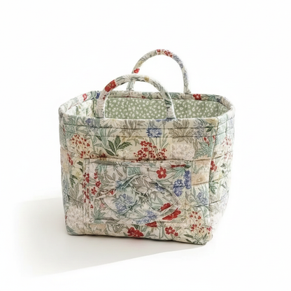 Floral Canvas Storage Basket - Dahlia (cream meadow floral)
