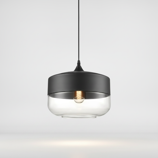 NordicGlow pendant light - Black and Clear, Nordic I wide drum shade