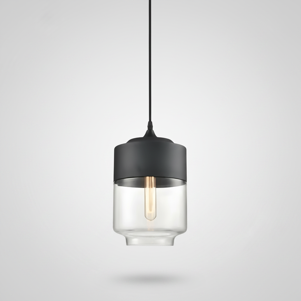 NordicGlow pendant light - Black and Clear, Nordic III jar shade